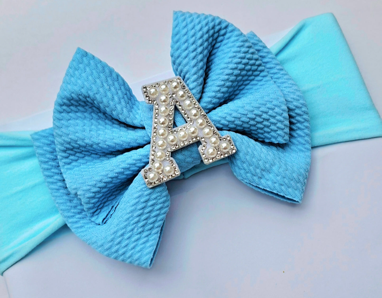 🎀Blue Initial Bow Headband 🎀(Choose Letter)