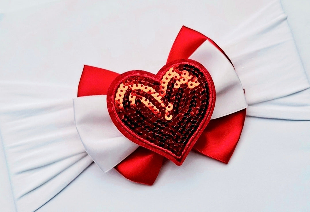 ❤️Valentines 🎀 Satin Bow Heart Detail Bow🎀 Available On Headband Or Clip