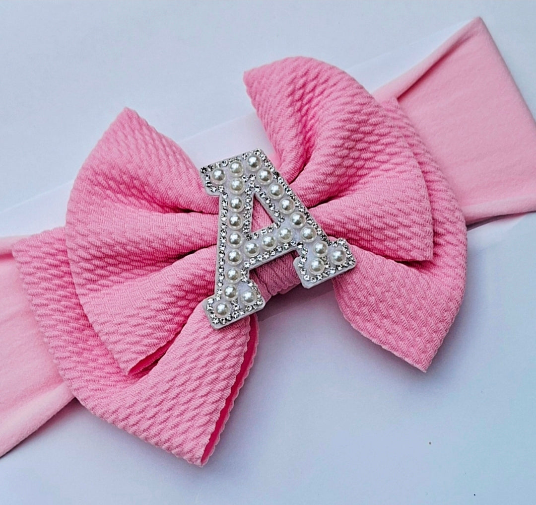 ๐Pink Initial Bow Headband ๐(Choose Letter)