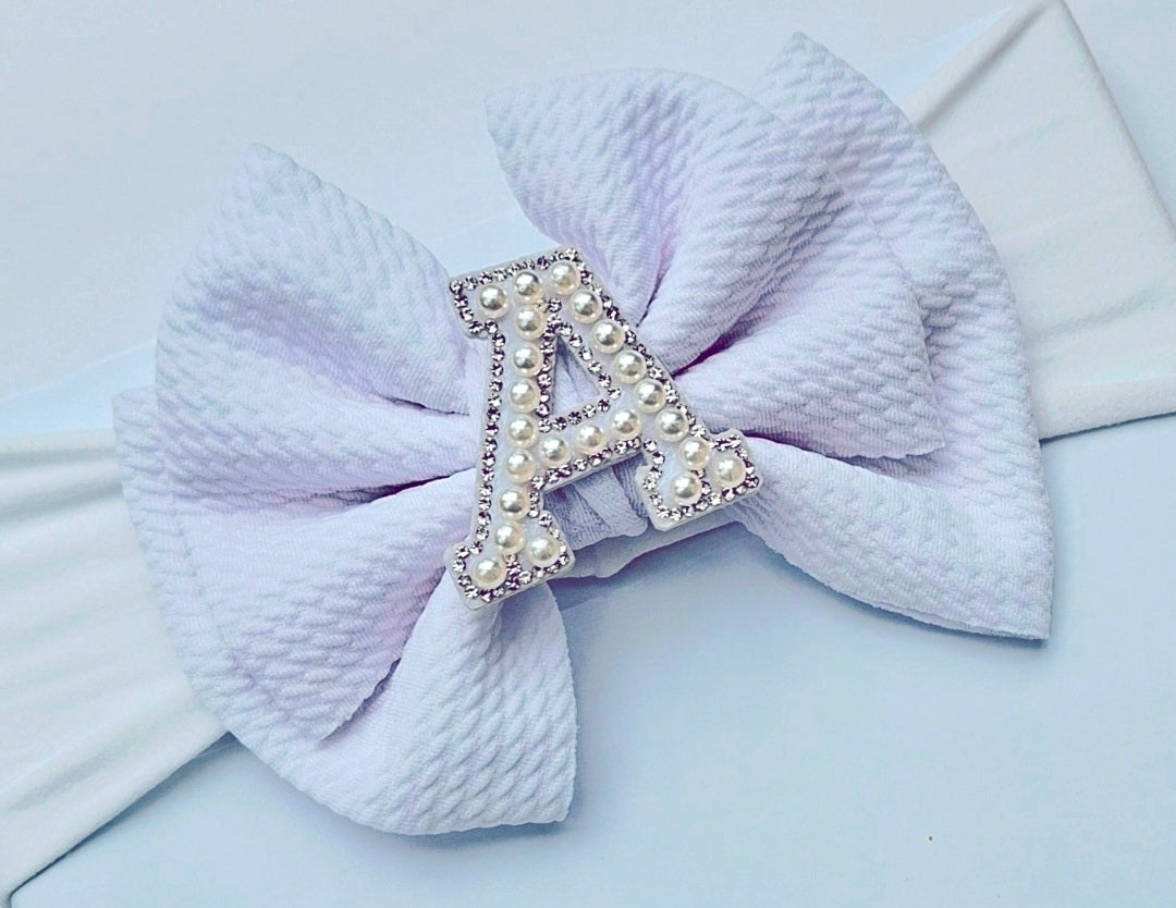 ๐White Initial Bow Headband ๐(Choose Letter)