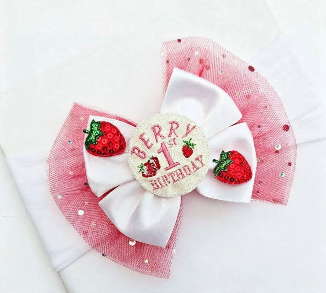 ๐Large Satin/Tulle 1st Birthday Headband ๐