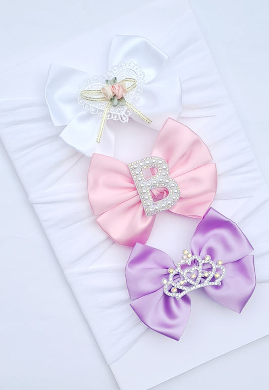 🎀3pc Satin Bow Headband Set🎀(Choose Letter)