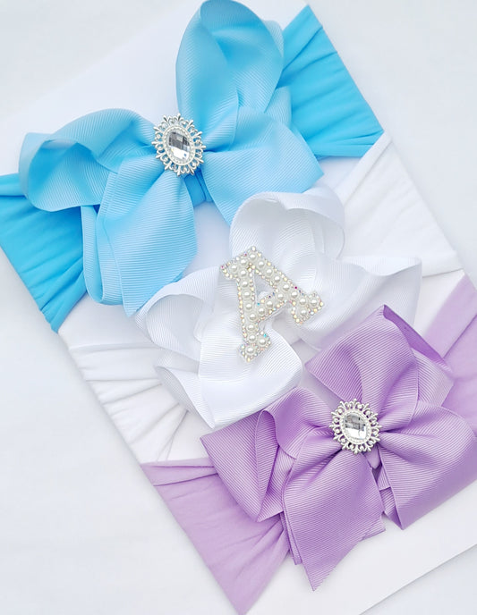 🎀3pc Large Bow Headband Set🎀(Choose Letter)