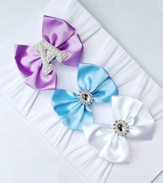 🎀3pc Satin Bow Headband Set🎀(Choose Letter)