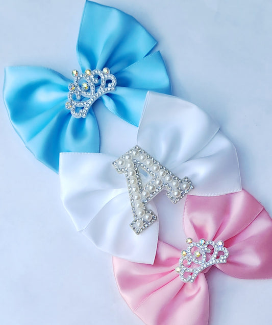 🎀3pc Satin Bow Clip Set🎀(Choose Letter)