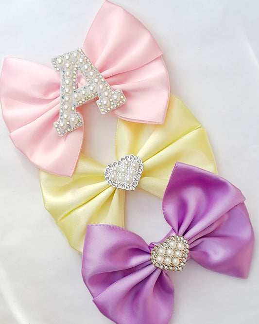 🎀3pc Satin Bow Clip Set🎀(Choose Letter)