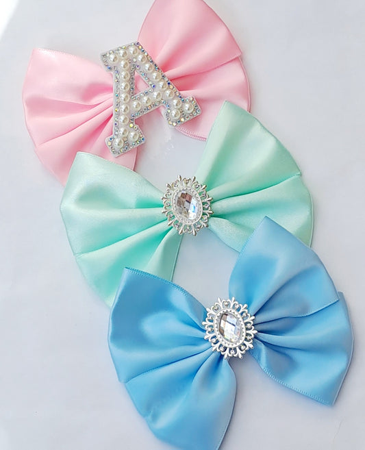 🎀3pc Satin Bow Clip Set🎀(Choose Letter)