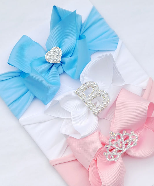 🎀3pc Large Bow Headband Set🎀Choose Letter