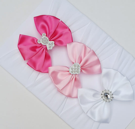🎀3pc Satin Bow Headband Set