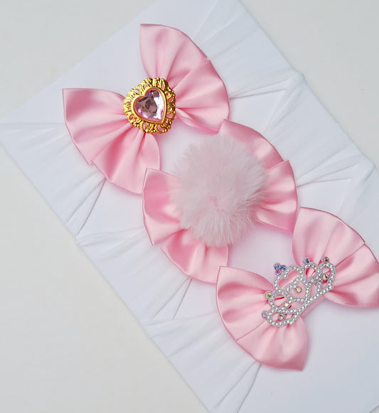 🎀3pc Pink Satin Bow Headband Set🎀