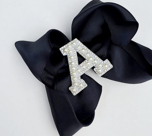 🎀Black Initial Bow Clip🎀Choose Letter