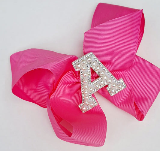 🎀Fuchsia Pink Initial Bow Clip🎀Choose Letter