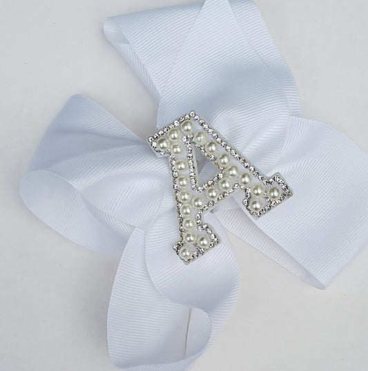 🎀White Initial Bow Clip🎀Choose Letter