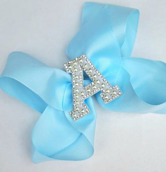 🎀Blue Initial Bow Clip🎀Choose Letter