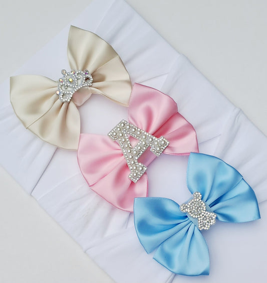 🎀3pc Satin Bow Headband Set 🎀 Choose Letter