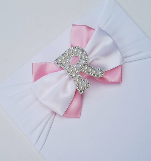 🎀Pink And White Initial Bow Headband🎀 Choose Letter