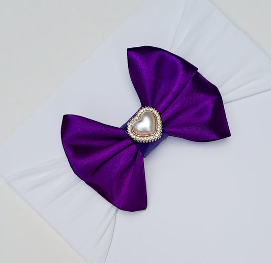 🎀Purple Satin Bow With Heart Headband🎀