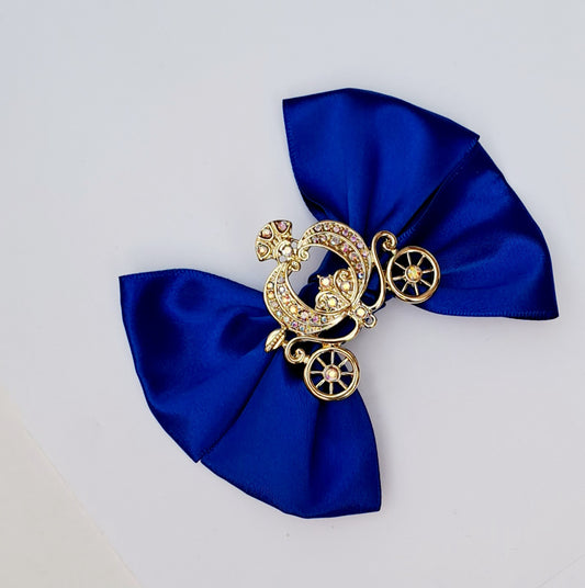 🎀Royal Blue Satin Bow With Princess Carriage Clip 🎀