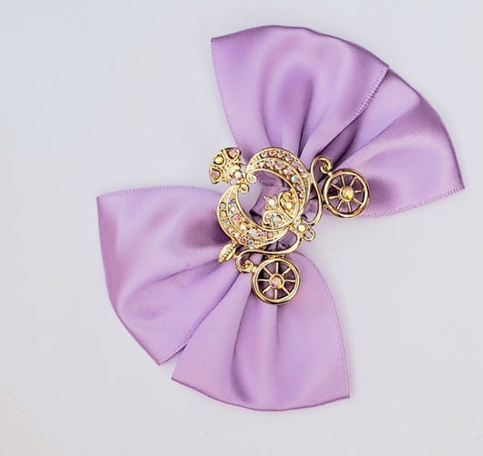 🎀Lilac Satin Bow With Princess Carriage Clip 🎀