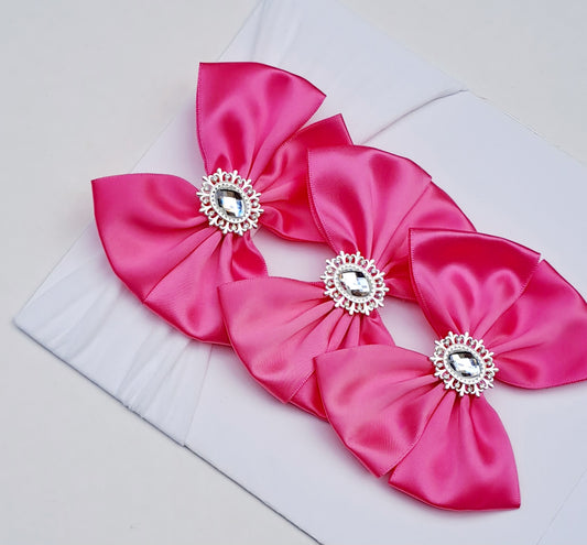 🎀Fuchsia Pink Sibling Set 2 x Bow Clips Plus 1 x Baby Headband🎀