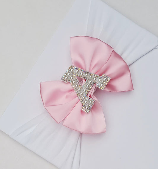 🎀Pink Initial Bow Headband🎀 Choose Letter