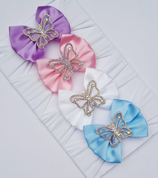 🦋Satin Bow Headband With Butterfly Embellishment 🦋  Choose Colour