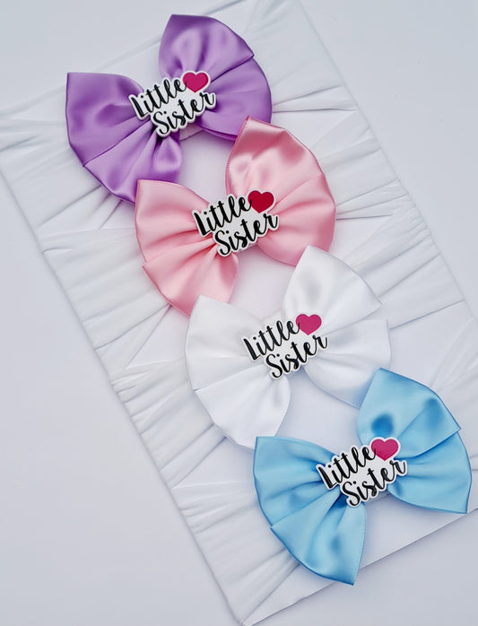 🎀Satin Bow Headband With Little Sister Centre🎀 Choose Colour