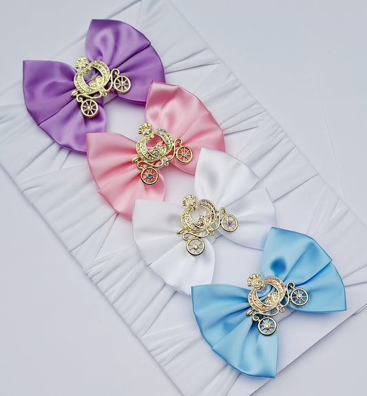 🎀Satin Bow Headband With Princess Carriage Embellishment 🎀 Choose Colour
