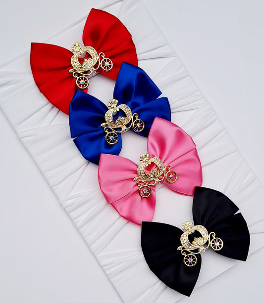 🎀Satin Bow Headband With Princess Carriage Embellishment 🎀 Choose Colour