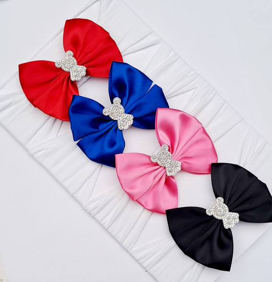 🎀Satin Bow Headband With Teddy Embellishment 🎀 Choose Colour