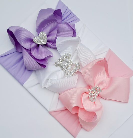 🎀3pc Large Bow Headband Set🎀(Choose Letter)