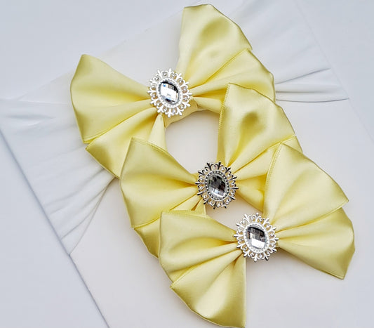 🎀Yellow Sibling Set 2 x Bow Clips Plus 1 x Baby Headband🎀