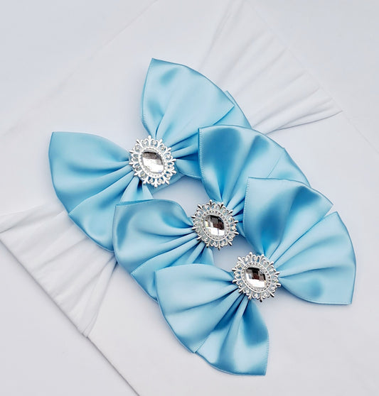 🎀Blue Sibling Set 2 x Bow Clips Plus 1 x Baby Headband🎀