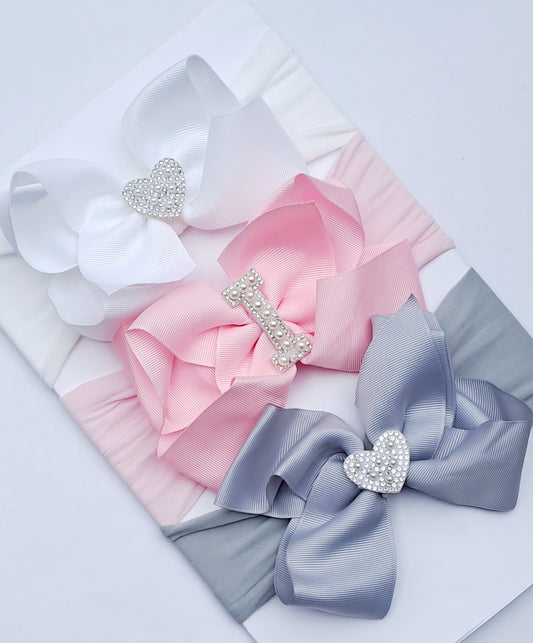 🎀3pc Large Bow Headband Set🎀(Choose Letter)