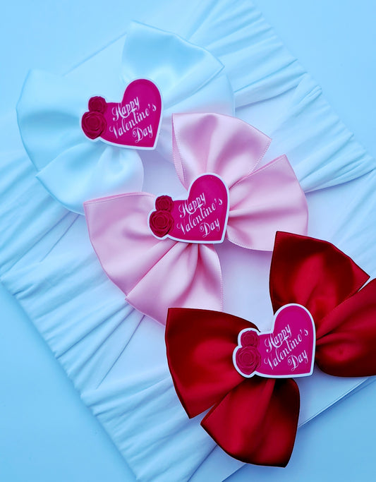 ❤️Beautiful Satin Valentines Bow Headband ❤️Choose Colour