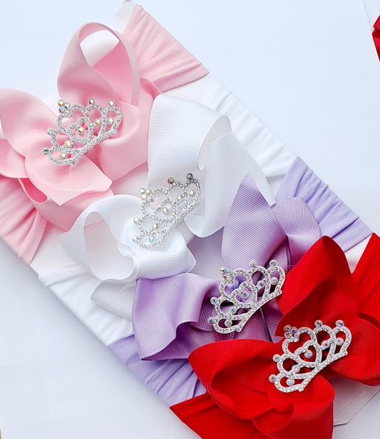 🎀Large Bow Headband With Crown Embellishment🎀Choose Colour