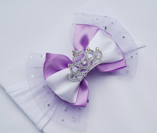 🎀 Large Lilac&White Bow/ Glitter Tulle Headband🎀