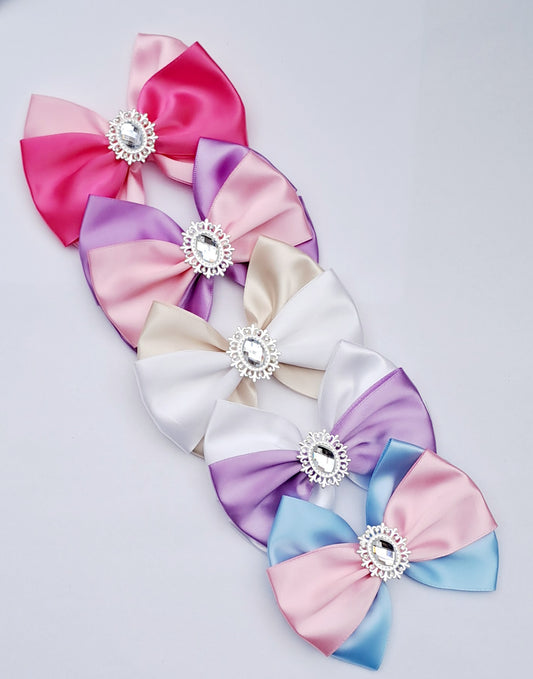 🎀Two Colour Satin Bow Clips🎀Choose Colour
