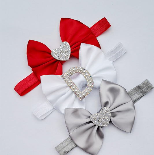 🎀3pc Satin Bow Headband Set🎀(Choose Letter)