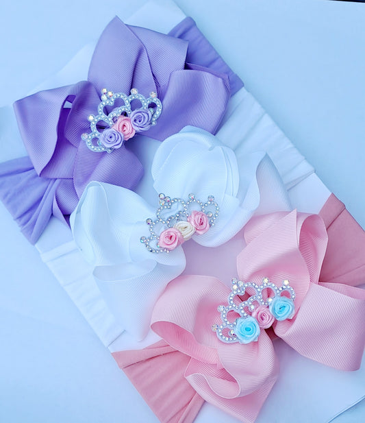 🎀Large Bow Princess Floral Crown Headband 🎀 3 Bow Colours Available