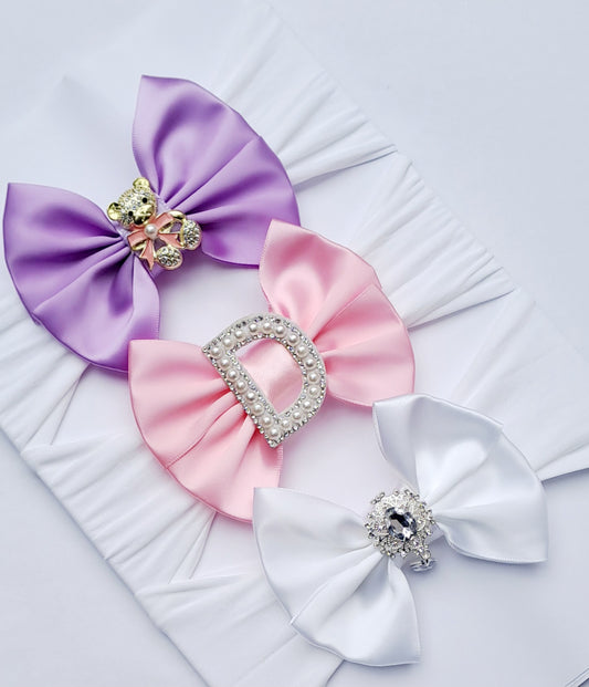 🎀3pc Satin Bow Headband Set 🎀 Choose Letter