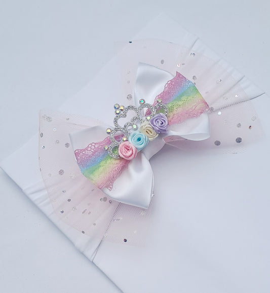 🎀Large Satin/Tulle Bow Headband 🎀