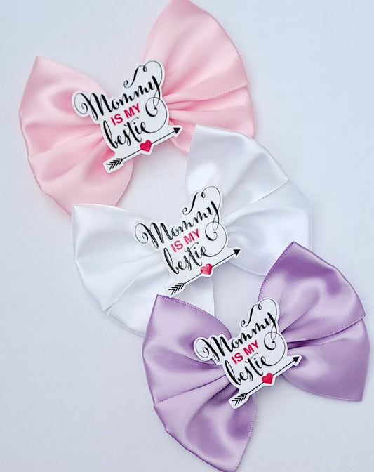 🎀Satin Bow Mummy Is My Bestie Clip🎀 3 Colour Bows Available