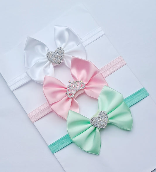 🎀3pc Satin Bow Headband Set🎀