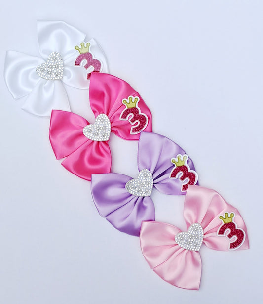 🎀Satin Bow Birthday Clip🎀Number 3