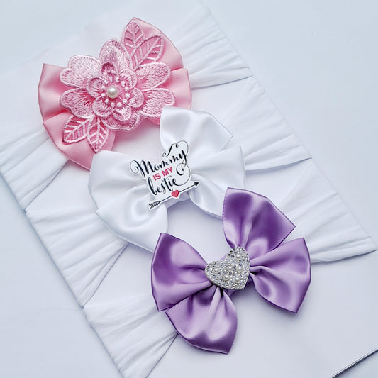 🎀3pc Satin Bow Headband Set 🎀