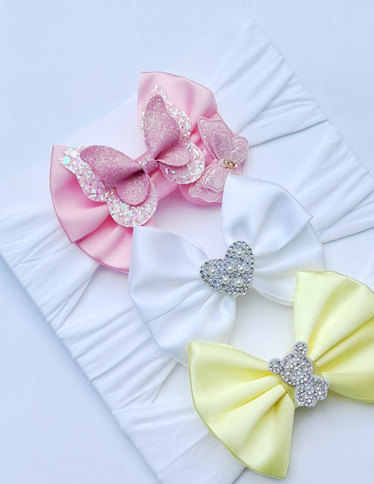 🎀3pc Satin Bow Headband Set 🎀