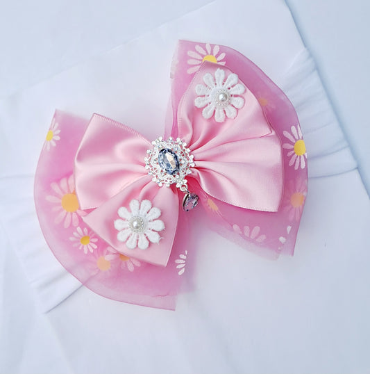 🎀Large Pink Satin/Tulle Headband 🎀