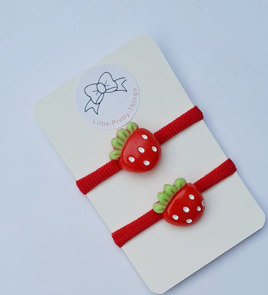 🍓2pc Mini Strawberry Hair Bobbles🍓