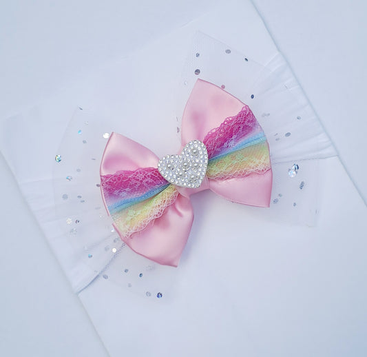 🎀Large Satin/Tulle Bow Headband 🎀